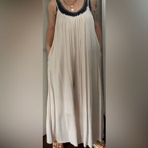 Charlie Paige Cream Gathered Jumpsuit